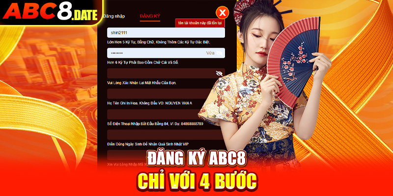 Đăng ký ABC8 chỉ với 4 bước