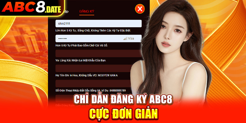 Chỉ dẫn đăng ký ABC8 cực đơn giản