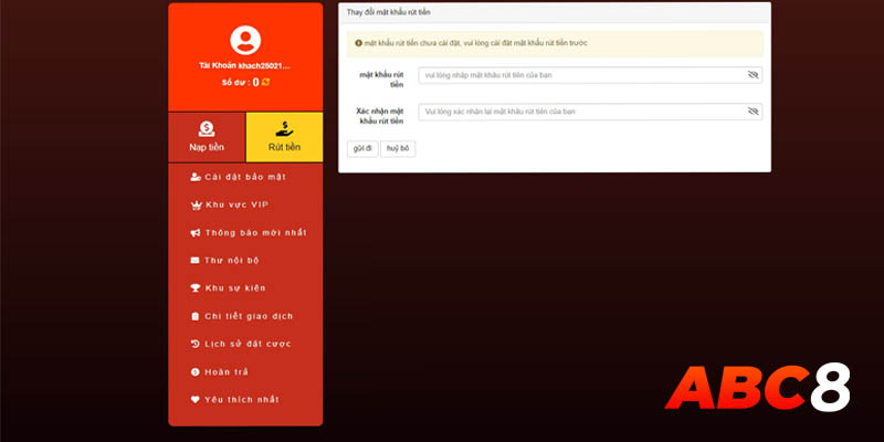 Rút tiền thắng cược dễ dàng tại ABC8